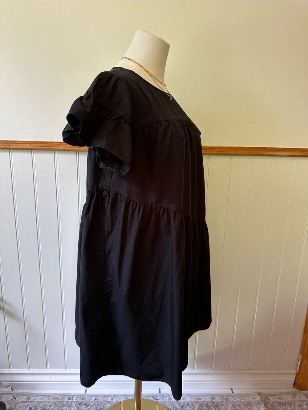 Who What Wear Black Ruffle Sleeve Mini Dress - Picture 5 of 8